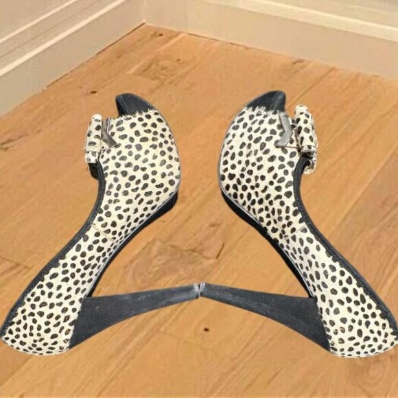 Naughty Monkey Black and Cream Leopard Print Pony Fur Platform Heels Size 8.5 - Picture 9 of 14